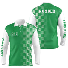 Load image into Gallery viewer, Gradient Green White Checkered Pattern Mens Disc Golf Polo Shirt Customized Disc Golf Tops For Men LDT0955