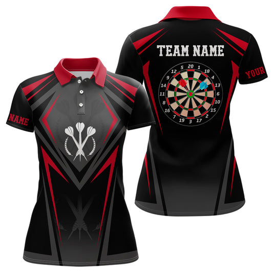 Red Black Sporty Personalized Darts Polo Shirt Custom Women Darts Shirt Cool Dart Jerseys LDT0966
