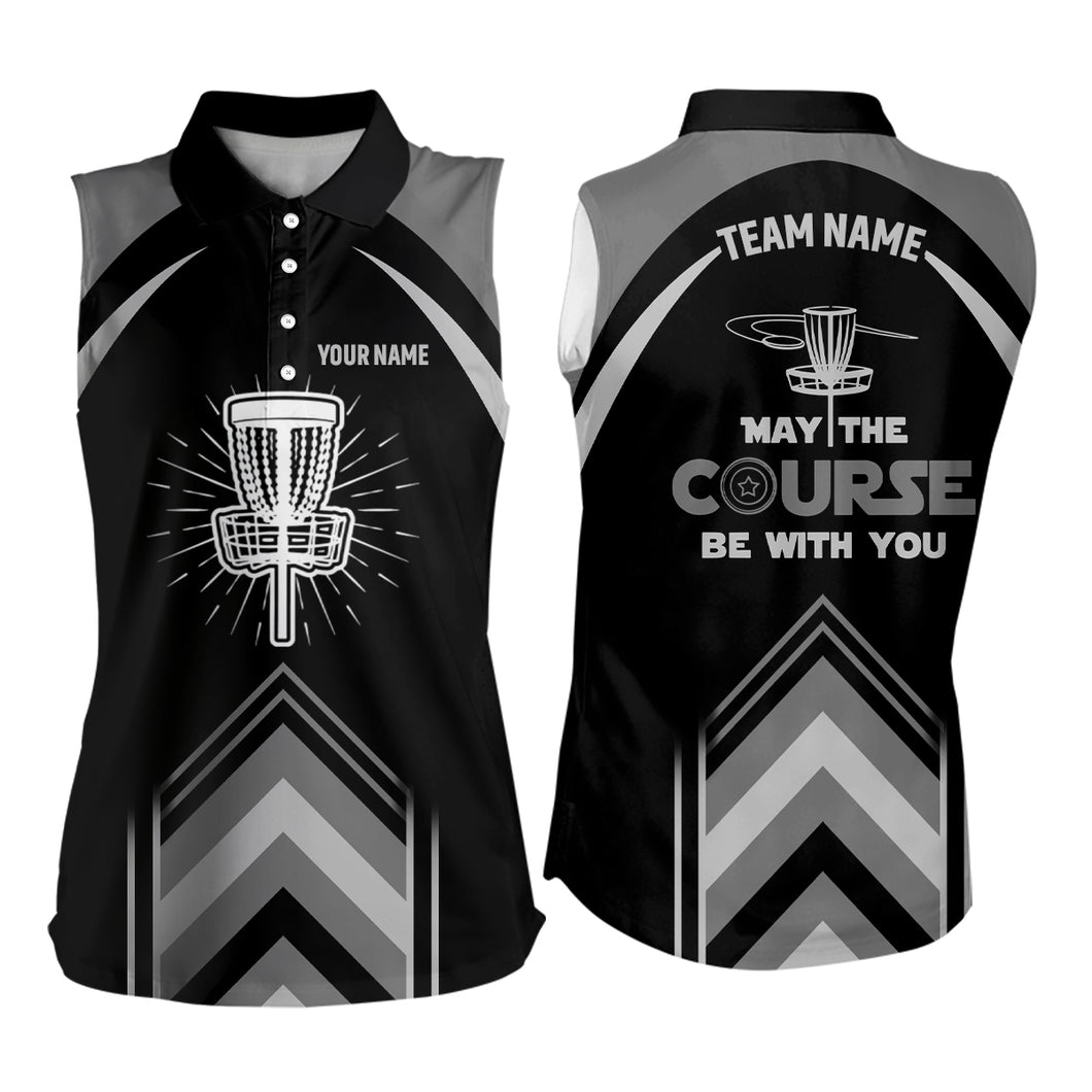 Personalized Disc Golf May The Course Be With You Womens Sleeveless Polo Shirt Women Disc Golf Tops LDT0745