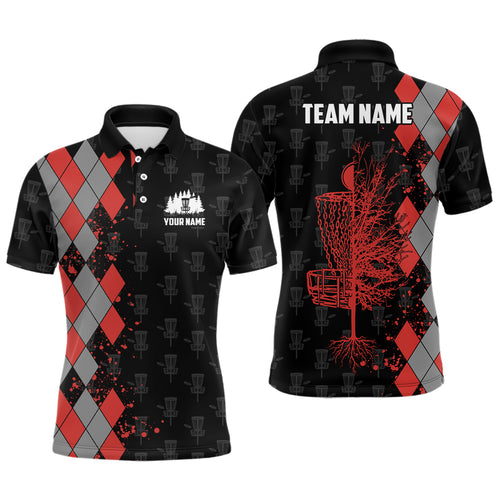 Personalized Argyle Pattern Disc Golf Mens Polo Shirt Custom Disc Golf Shirts For Men Golf Gifts LDT0748