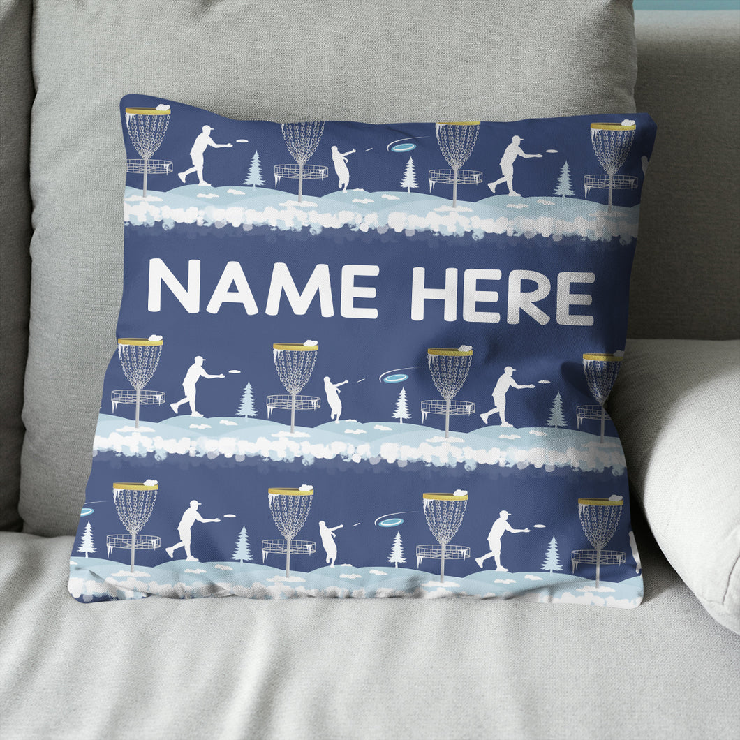Disc Golf Winter Blue Custom Throw Pillow Personalized Disc Golf Gifts LDT1196