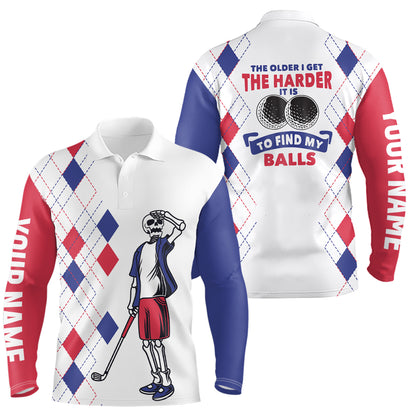 The Older I Get The Harder It Is Argyle Pattern Mens Golf Polo Shirts Skull Golf Shirts For Men LDT0772