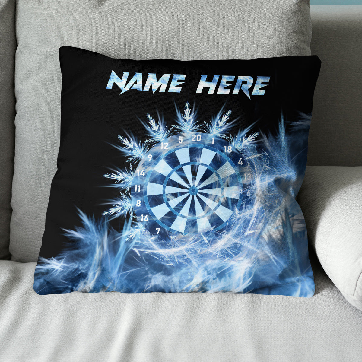 Icy Blue Light Dartboard Custom Pillow Winter Personalized Darts Gifts LDT1197
