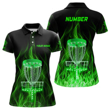 Load image into Gallery viewer, Green Fire Flame Disc Golf Basket Polo Shirts Custom Disc Golf Shirts For Women Golf Gifts LDT1403