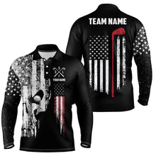 Load image into Gallery viewer, American Flag Skull Mens Golf Polo Shirts Custom Patriotic Scary Golf Shirts For Men Golf Gifts LDT1405