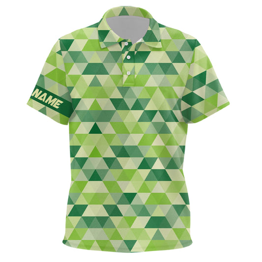Geometric Green Kids Golf Polo Shirts Custom St Patrick Day Golf Shirts For Kid Golf Gifts LDT1415