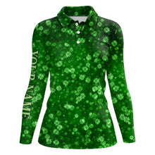 Load image into Gallery viewer, 3D Grunge Green Clovers St Patrick Day Womens Golf Polo Shirts Custom Golf Gifts For Women LDT1417