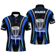 Load image into Gallery viewer, Blue Mens Cool Disc Golf Polo Shirt Custom Name And Number Disc Golf Shirts For Men, Golf Gifts LDT0210