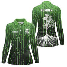 Load image into Gallery viewer, Green Womens Disc Golf Polo Shirt Custom Number Disc Golf Tops For Women Disc Golf Basket LDT1012