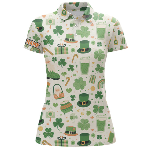 St Patrick Day Seamless Womens Golf Polo Shirts Custom Green Golf Shirts For Women Golf Gifts LDT1313