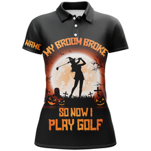 Load image into Gallery viewer, My Broom Broke So Now I Golf Orange Halloween Polo Shirts Witch Scary Golf Gifts For Women LDT0372