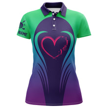 Load image into Gallery viewer, Love Golf Gradient Green Purple Polo Shirts Custom Golf Shirts For Women Best Golf Gifts LDT0402