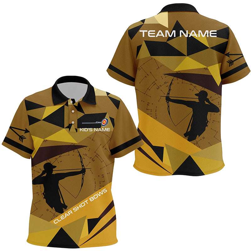 Personalized Clear Shot Bows Silhouette Archer Polo Shirts For Kids, Custom Target Archery Shirts  VHM0640