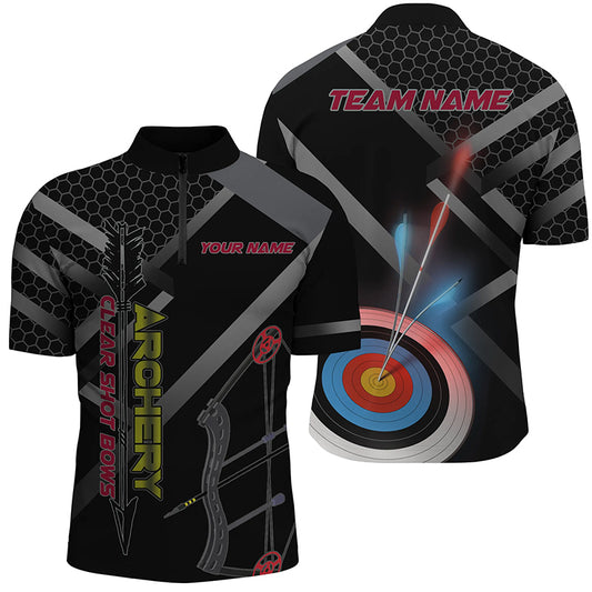 Personalized Clear Shot Bows 3D Target Archery Quarter-Zip Shirts For Men, Archery Team Shirts  VHM0659