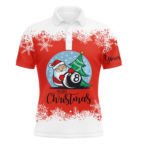 Personalized Merry Christmas 8 Ball Billiard Polo Shirts For Men, Custom Christmas Billiard Shirts VHM0664