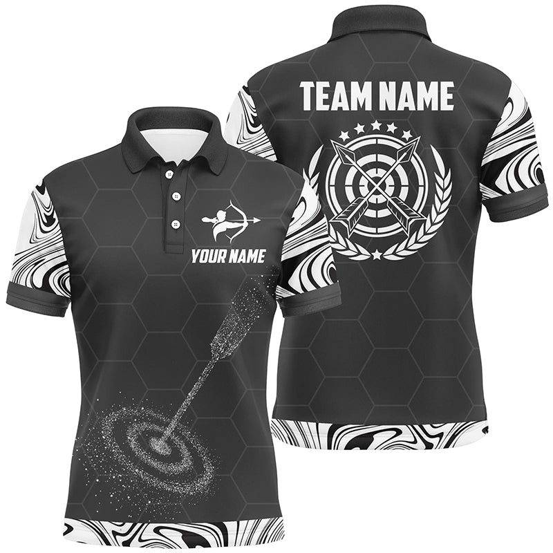 Personalized Black White 3D Target Archery Polo Shirts For Men, Custom Idea Gifts For Team Archery VHM0710