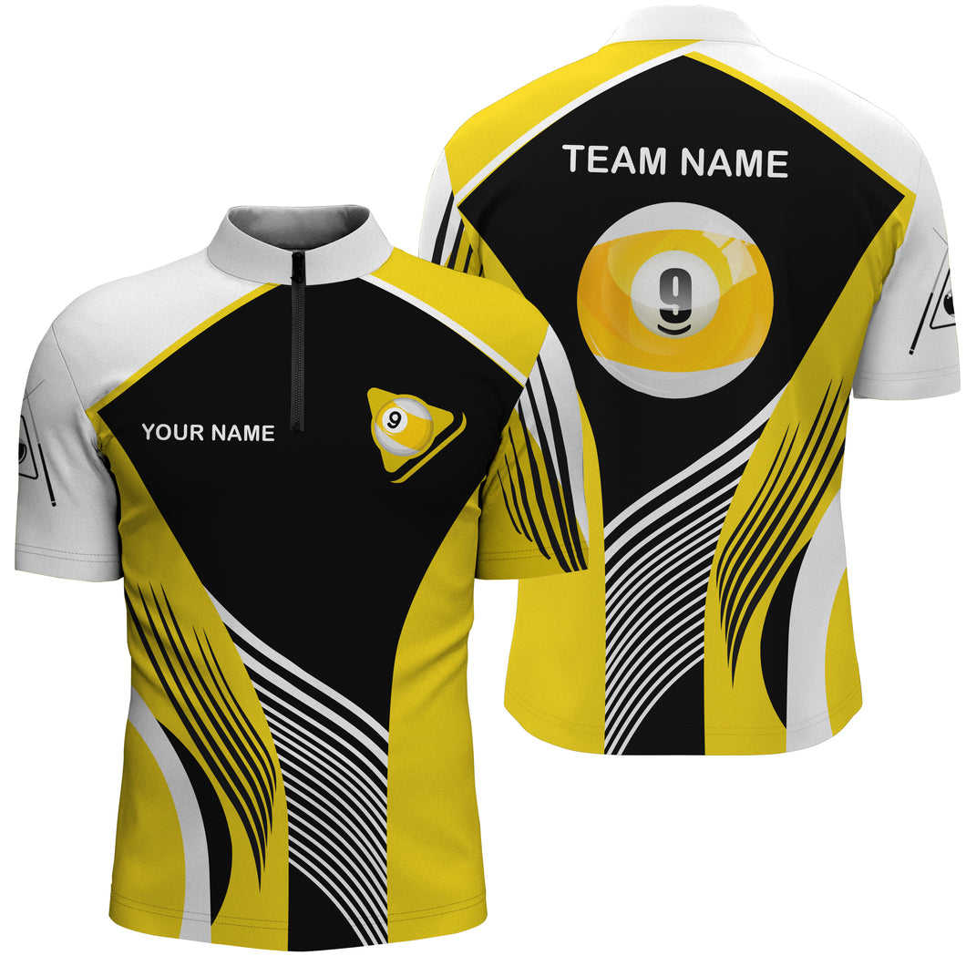 Personalized Customized 9 Ball Pool Billiards Quarter-Zip Shirts For Men Custom 9 Ball Pool Shirts VHM0564