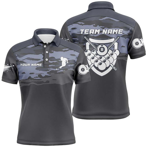 Personalized Silver Lighting 8 Ball Billiard 3D Polo Shirts For Men, Custom Pool Billiards Jerseys VHM0403