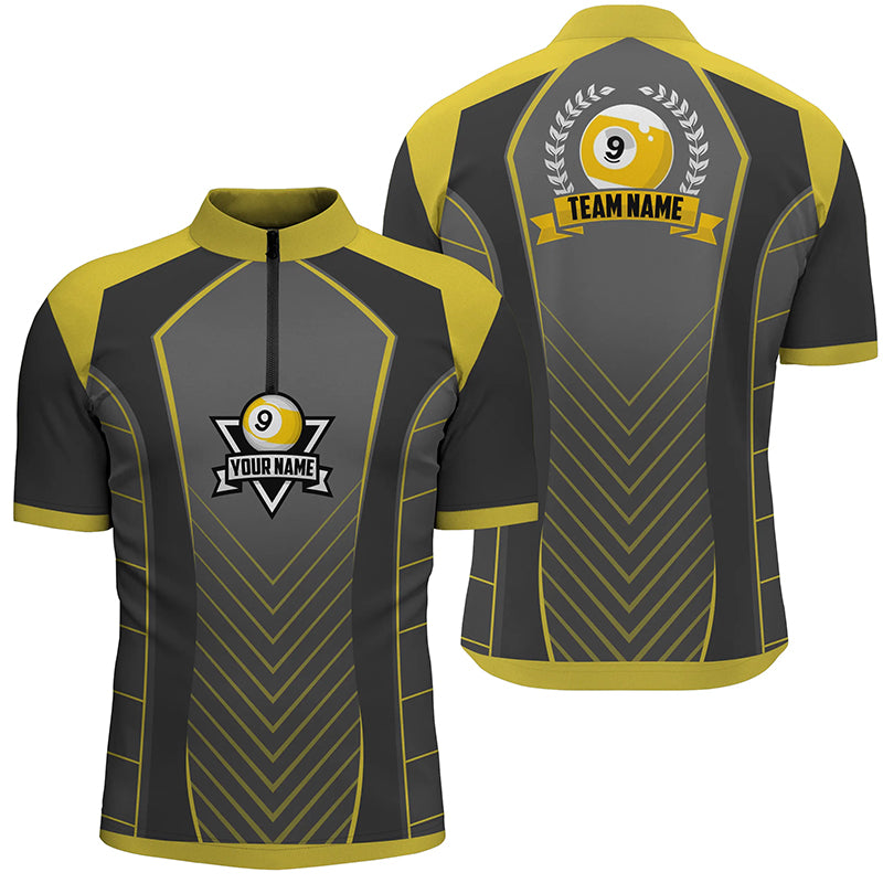 Personalized 9 Ball Pool Emblem 3D Billiards Quarter-Zip Shirts For Men, Custom 9 Ball Team Shirts VHM0610