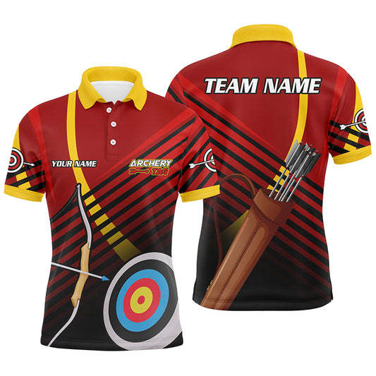 Personalized 3D Target Archery Polo Shirts For Men, Custom Arrows Recurve Bow Archery Shirts VHM0639