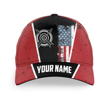 Load image into Gallery viewer, Personalized Vintage American Flag Target Archery Hats Cap For Players, Custom Red Black Archery Hats VHM0806