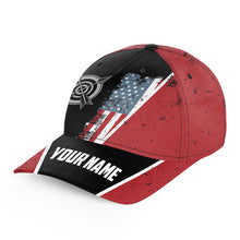 Load image into Gallery viewer, Personalized Vintage American Flag Target Archery Hats Cap For Players, Custom Red Black Archery Hats VHM0806