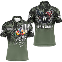 Load image into Gallery viewer, Personalized Camouflage US Flag Billiard Balls Shirts For Men, Funny Billiard 8 Ball Wings Jerseys VHM1196
