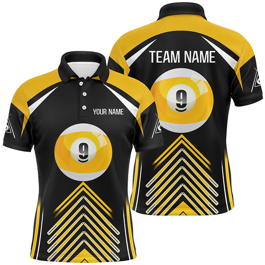 Personalized 9 Ball Pool Yellow Black Version Billiard Polo Shirts For Men, Billiards Jerseys VHM0471