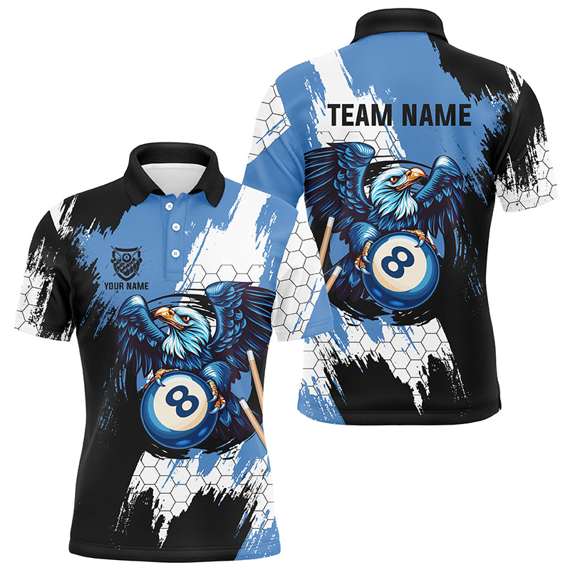 Personalized Black Blue Eagle 8 Ball Billiard 3D Shirts For Men Custom 8 Ball Pool Team Jersey VHM1178