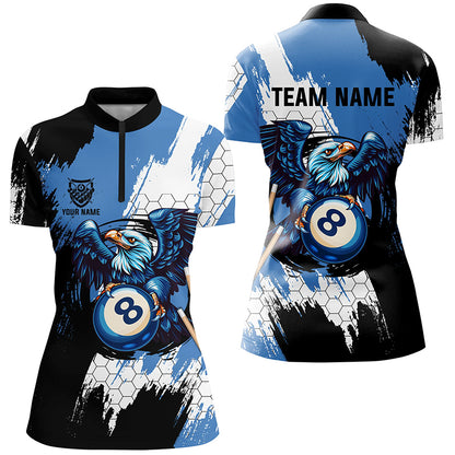 Personalized Black Blue Eagle 8 Ball Billiard 3D Shirts For Women Custom 8 Ball Pool Team Jersey VHM1178
