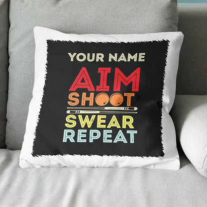 Personalized Aim Shoot Swear Repeat Billiard Pillow Gift For Pool Player VHM0824