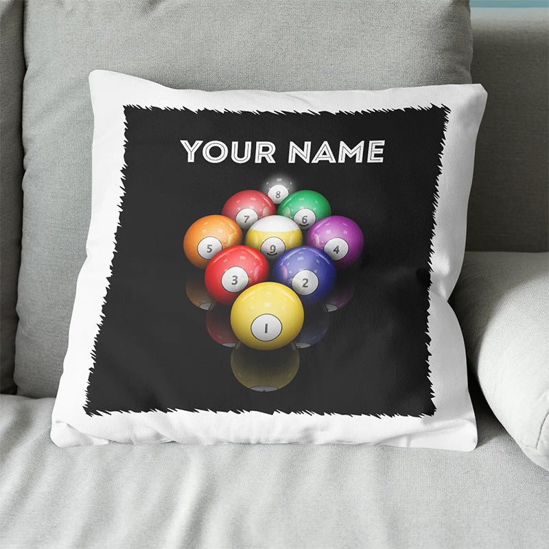 Personalized 9 Ball Pool Billiards Pillow, Custom Pillow Billiards Gifts VHM0833