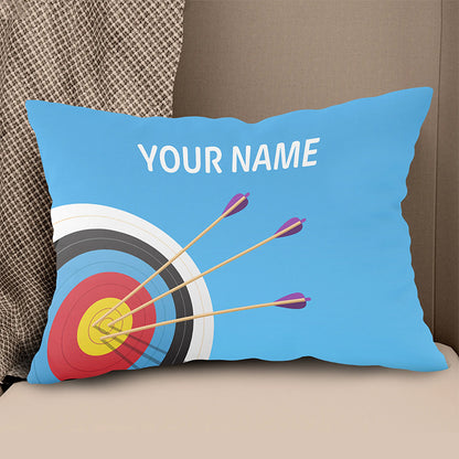 Personalized Blue 3D Target Archery Throw Pillows Best Gifts For Archery VHM0846