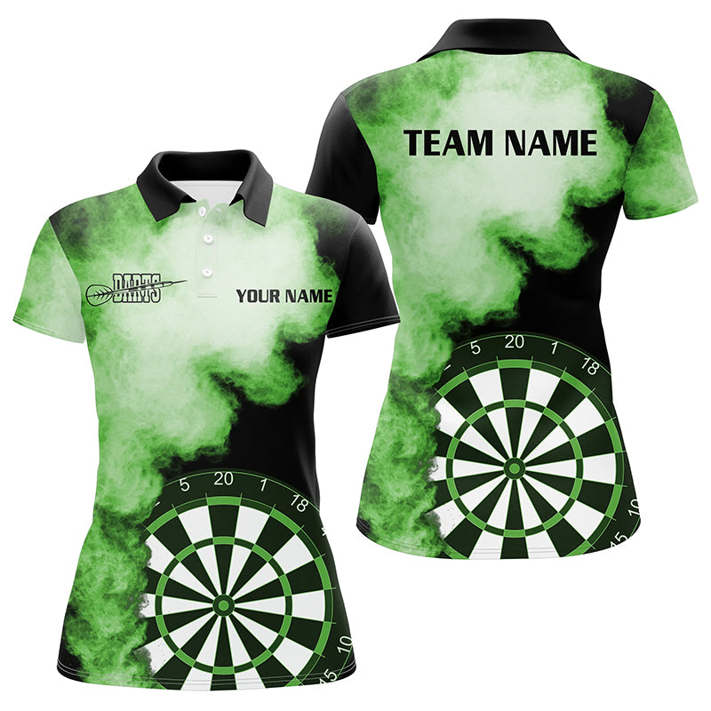 Personalized Green Flame Womens Darts Polo Shirts Custom Dart Jerseys For Women Dart Team Shirts VHM1118