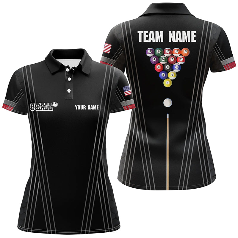 Personalized Billiard 8 Ball Pool Player Polo Shirts For Women, Custom Name Billiard Balls Jerseys VHM0081