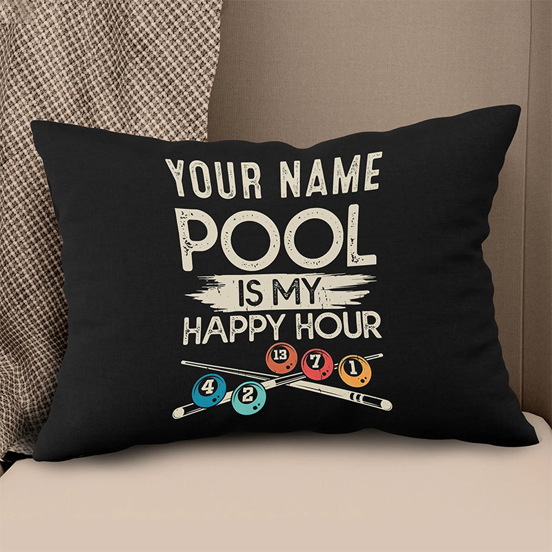 Personalized Pool Is My Happy Hour Billiard Pillow Custom Billiard Gifts VHM0881