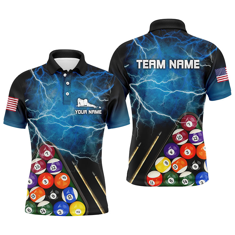 Personalized 3D Funny Billiards Teams Polo Shirts For Men, Custom Player Billiards Jerseys VHM0130