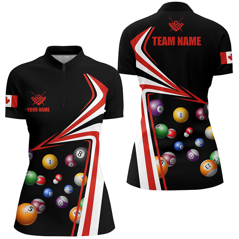 Personalized Canadian Flag Billiard Balls Quarter-Zip Shirts For Women Custom 8 Ball Pool Team Shirts VHM0754