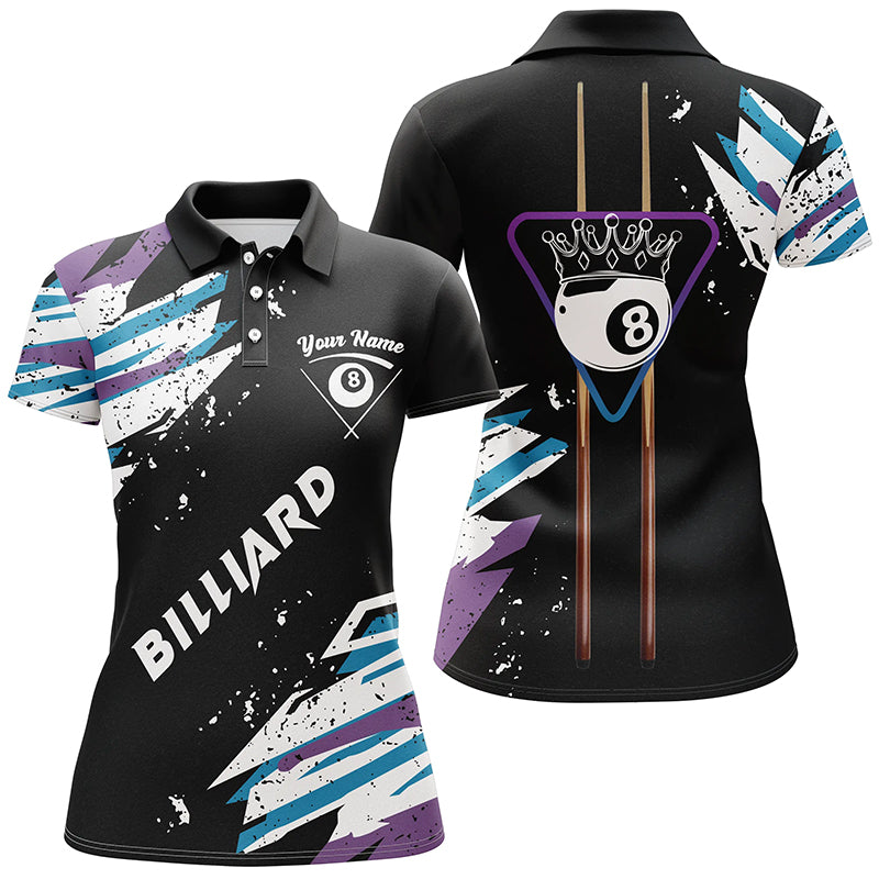 Personalized Customized Billiard Cue Crown 8 Ball Pool Paint Colors Billiard Polo Shirts For Women VHM0018