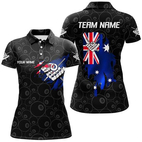 Personalized Australian Flag 8 Ball Pool Billiards Polo Shirts For Women Custom Billiard Team Shirts VHM0618