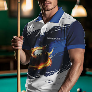 Personalized Fire 8 Ball Pool Billiards Shirts For Men, Blue Billiard Jerseys Custom Pool Team Shirt VHM1204