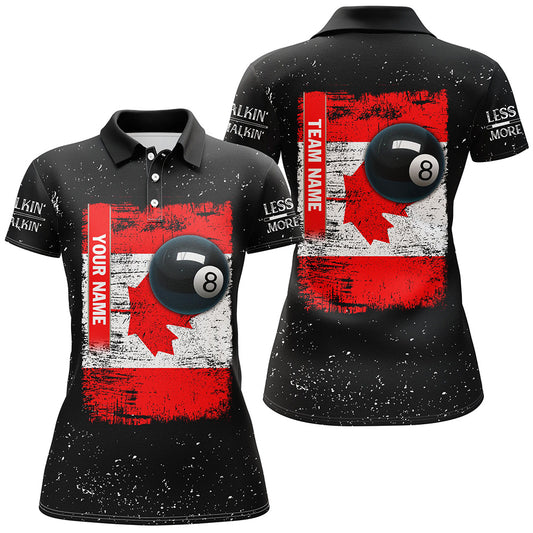 Personalized Canadian Flag Patriotic 8 Ball Pool Billiard Polo Shirts For Women, Billiard Jerseys VHM0646