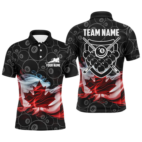 Personalized Customized Canadian Flag Smoke 8 Ball Pool Pattern Billiard 3D Polo Shirts For Men VHM0655