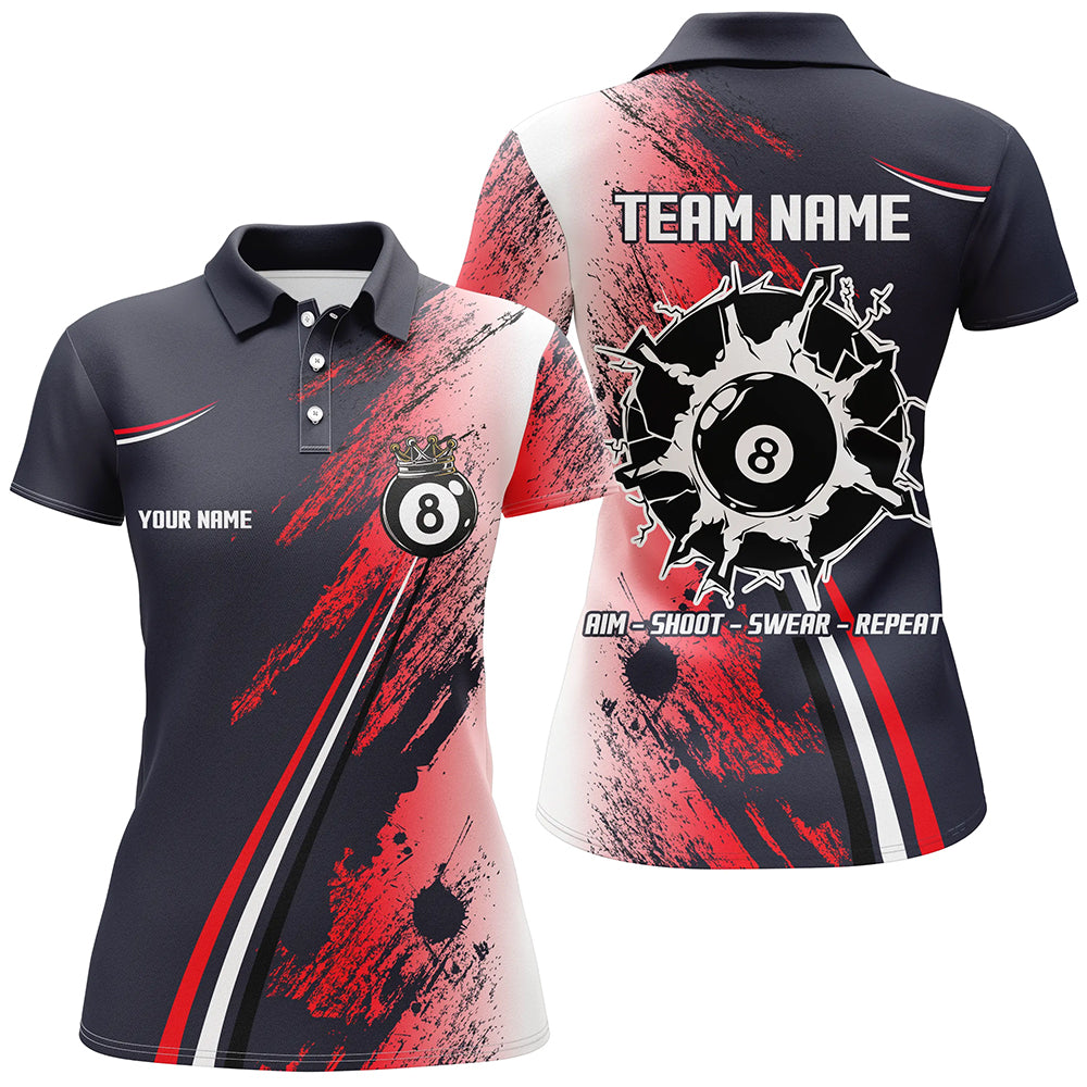 Personalized 8 Ball Billiards Shirts For Women Custom 8 Ball Pool Jerseys Mens Billiard Shirts VHM1181