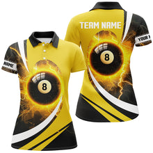 Load image into Gallery viewer, Personalized Thunder Lighting Yellow 8 Ball Billiard Shirts For Women Custom 8 Ball Pool Jerseys VHM1174