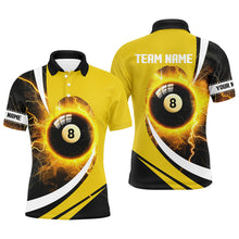 Load image into Gallery viewer, Personalized Thunder Lighting Yellow 8 Ball Billiard Shirts For Men Custom 8 Ball Pool Jerseys VHM1174
