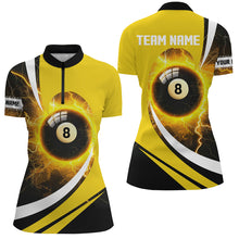Load image into Gallery viewer, Personalized Thunder Lighting Yellow 8 Ball Billiard Shirts For Women Custom 8 Ball Pool Jerseys VHM1174