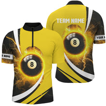 Load image into Gallery viewer, Personalized Thunder Lighting Yellow 8 Ball Billiard Shirts For Men Custom 8 Ball Pool Jerseys VHM1174
