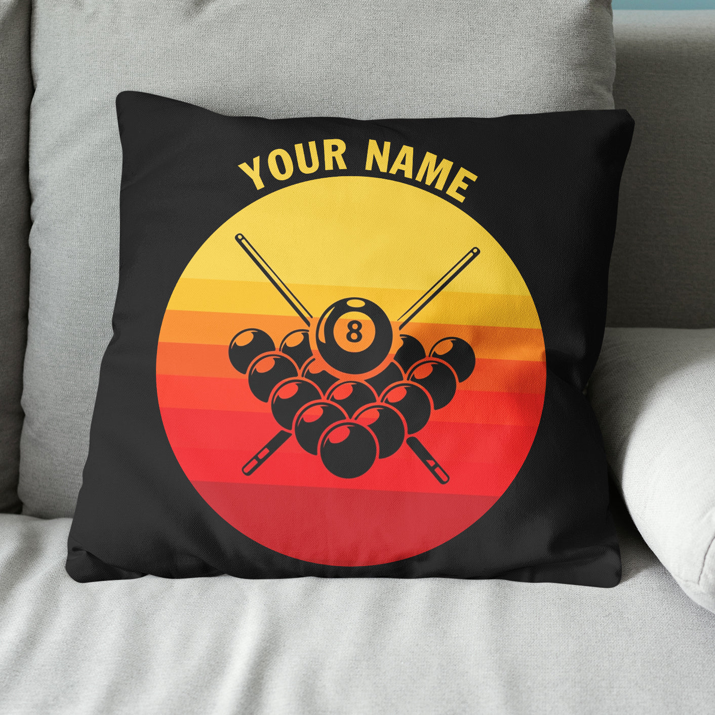 Personalized Vintage Sunset Billiard 8 Ball Pillow Custom Billiard Gifts VHM0825