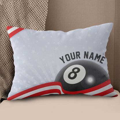 Personalized US Flag 8 Ball Billiard Pillow Custom Pillow Billiard Gifts VHM0826